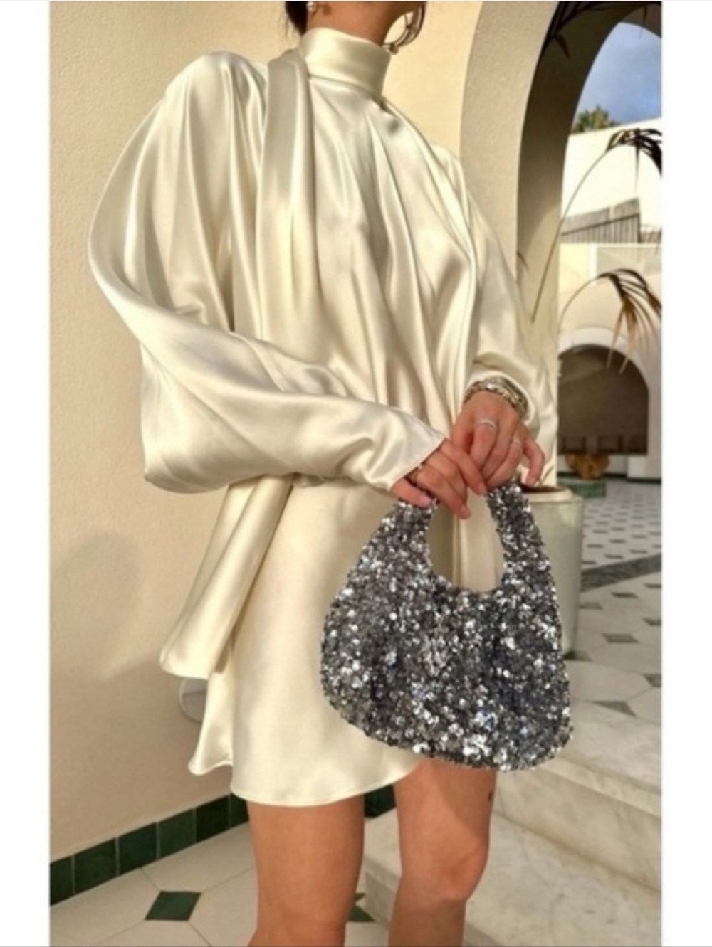 ZARA SCARF SATIN EFFECT SHORT DRESS SIZE XS - Picture 8 of 17